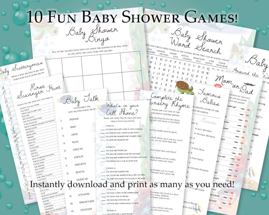 10 Under the Sea Baby Shower Games Printables – Paint and Pixel Studios